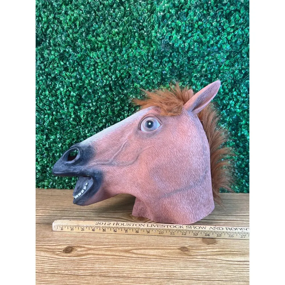 Adult Brown Horse Deluxe Full Head Latex Mask Halloween Cosplay Dress Up